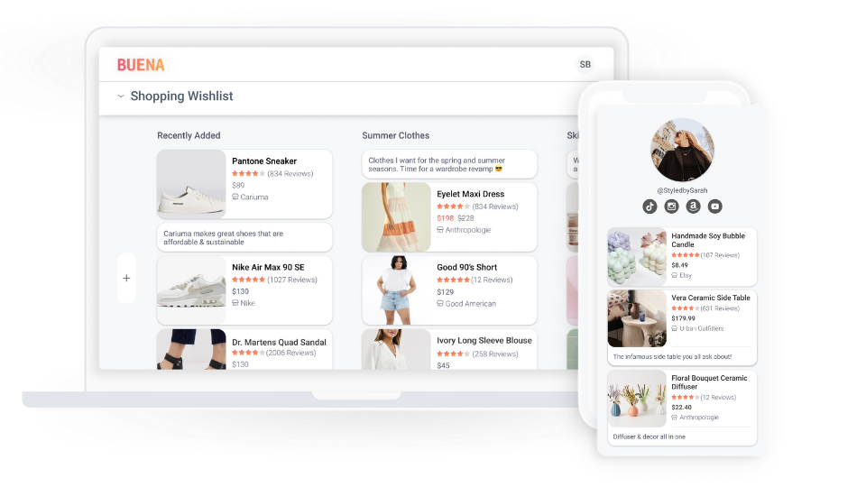 BUENA Shopping Startup for Visual and-Interactive-Lists